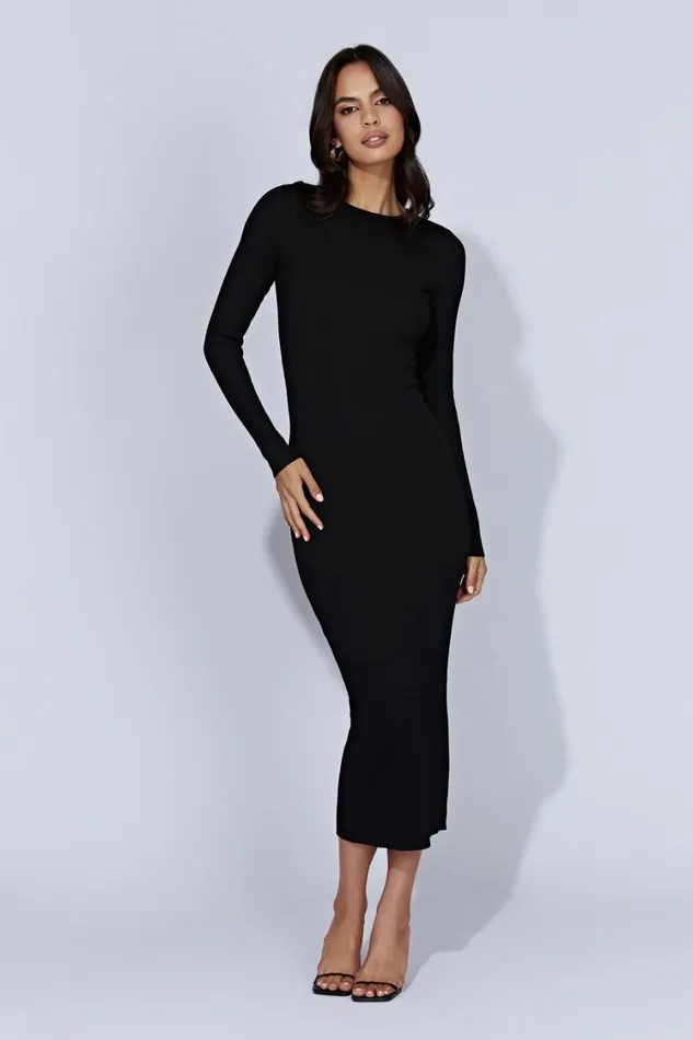 Women Meshki Dresses Rowen Long Sleeve Midi Dress 8211 Black Women Meshki Dresses Rowen Long Sleeve Midi Dress 8211 Black