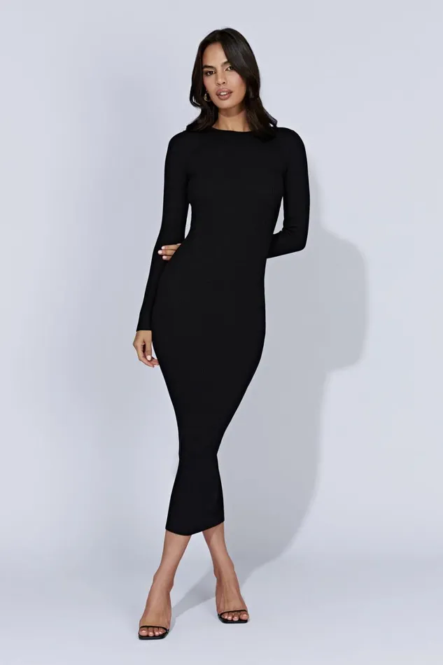Women Meshki Dresses Rowen Long Sleeve Midi Dress 8211 Black Women Meshki Dresses Rowen Long Sleeve Midi Dress 8211 Black