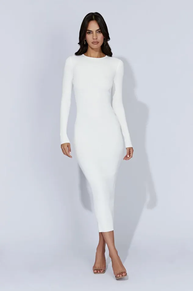 Women Meshki Dresses Rowen Long Sleeve Midi Dress 8211 White Women Meshki Dresses Rowen Long Sleeve Midi Dress 8211 White