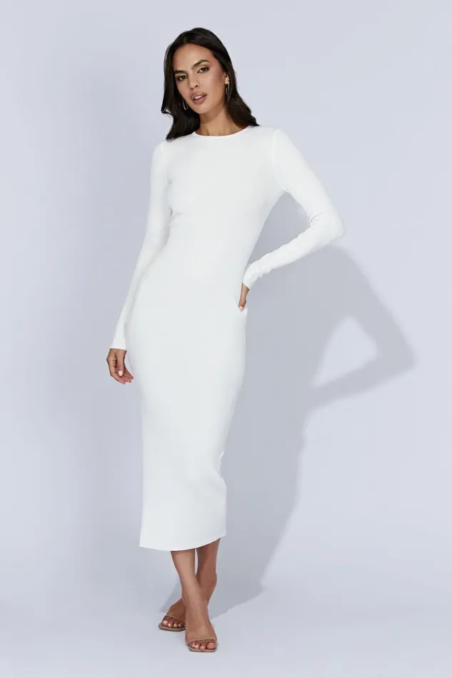 Women Meshki Dresses Rowen Long Sleeve Midi Dress 8211 White Women Meshki Dresses Rowen Long Sleeve Midi Dress 8211 White