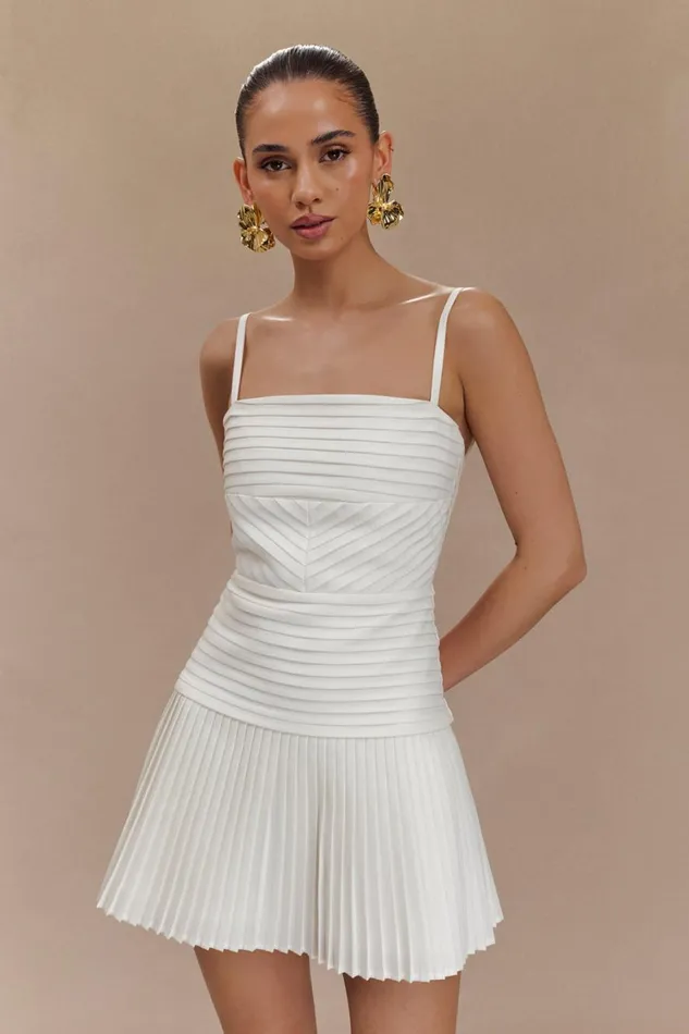 Women Meshki Dresses Rylee Multi Pleat Mini Dress 8211 White