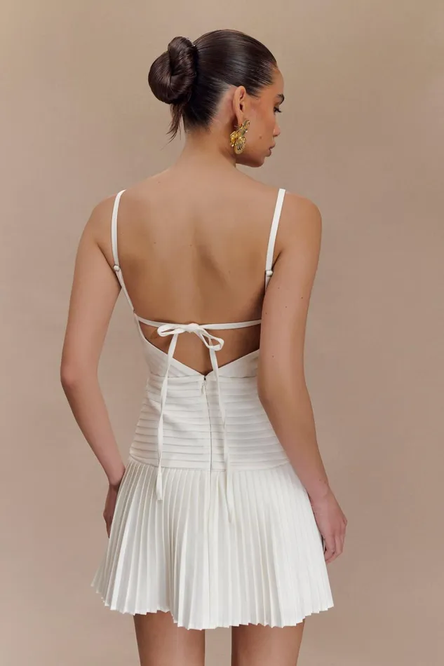 Women Meshki Dresses Rylee Multi Pleat Mini Dress 8211 White