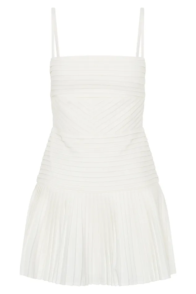 Women Meshki Dresses Rylee Multi Pleat Mini Dress 8211 White