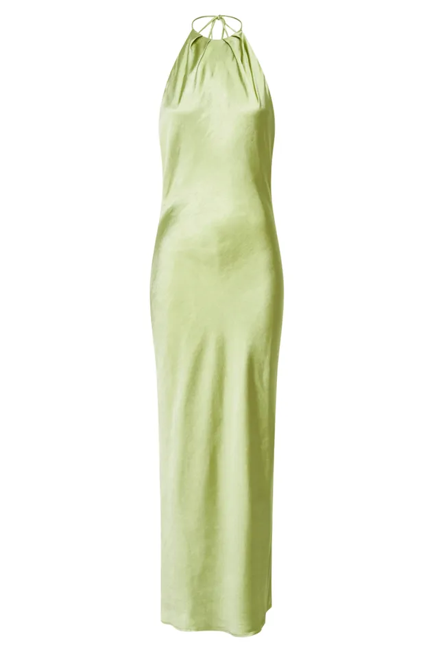 Women Meshki Dresses Sammy Satin Halter Maxi Dress 8211 Pistachio