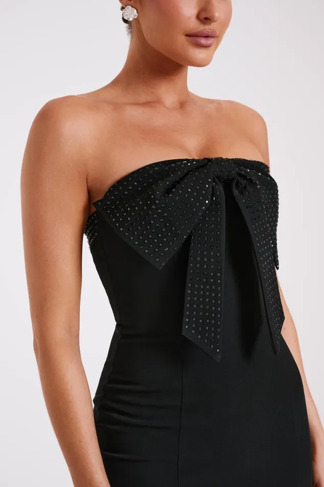 Women Meshki Dresses Saoirse Strapless Mini Dress With Diamante Bow 8211 Black