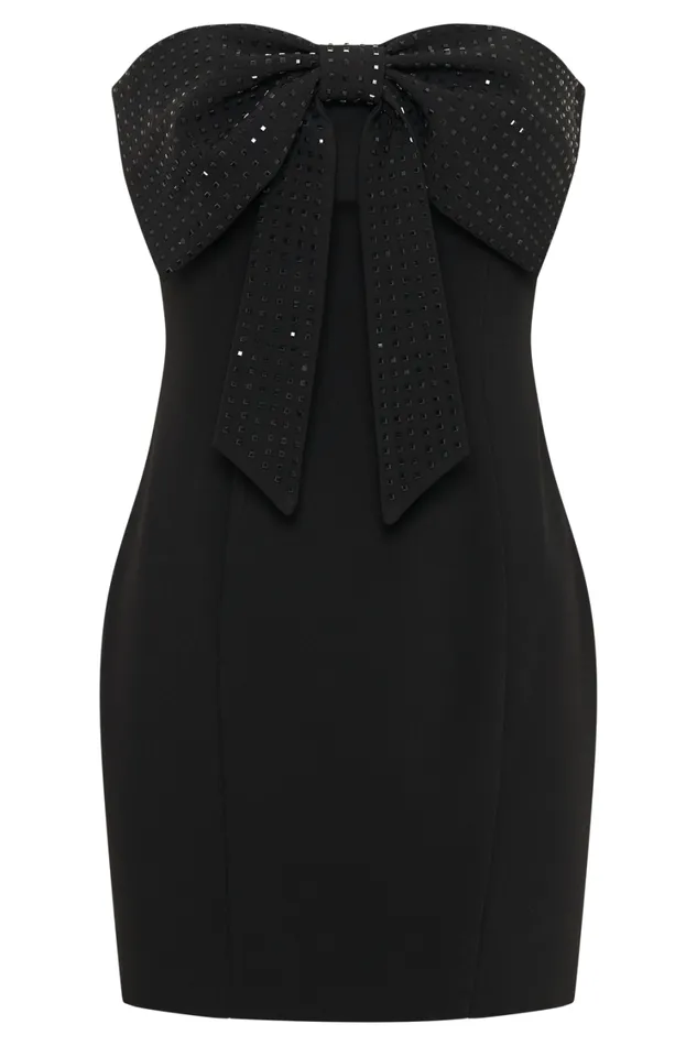 Women Meshki Dresses Saoirse Strapless Mini Dress With Diamante Bow 8211 Black