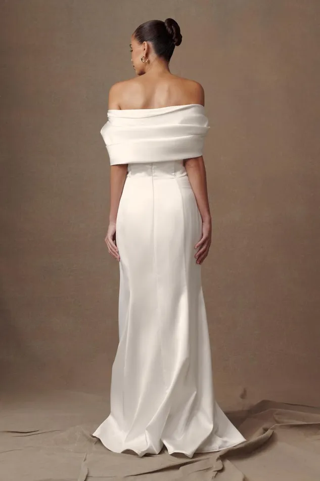 Women Meshki Dresses Saosire Satin Wedding Gown 8211 White