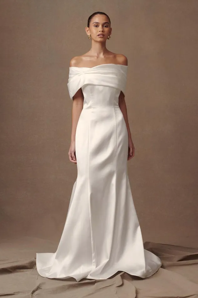 Women Meshki Dresses Saosire Satin Wedding Gown 8211 White