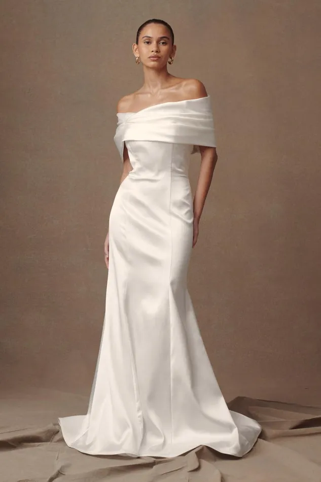 Women Meshki Dresses Saosire Satin Wedding Gown 8211 White