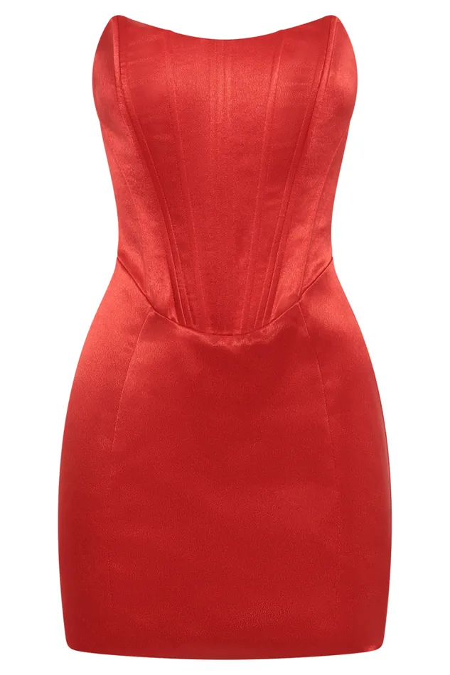 Women Meshki Dresses Sariah Satin Corset Mini Dress 8211 Red
