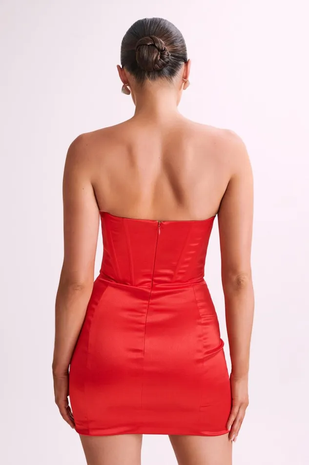 Women Meshki Dresses Sariah Satin Corset Mini Dress 8211 Red