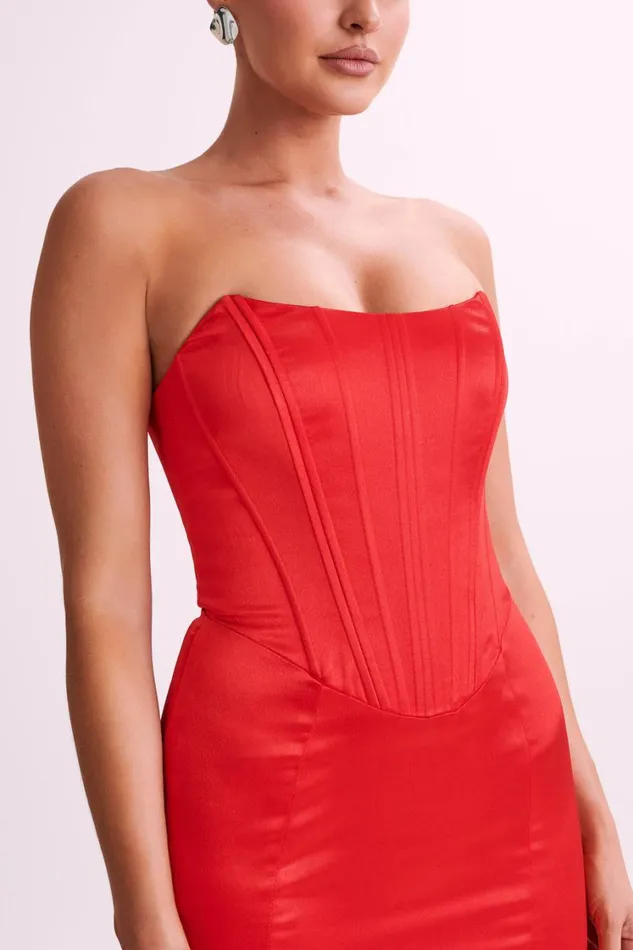 Women Meshki Dresses Sariah Satin Corset Mini Dress 8211 Red