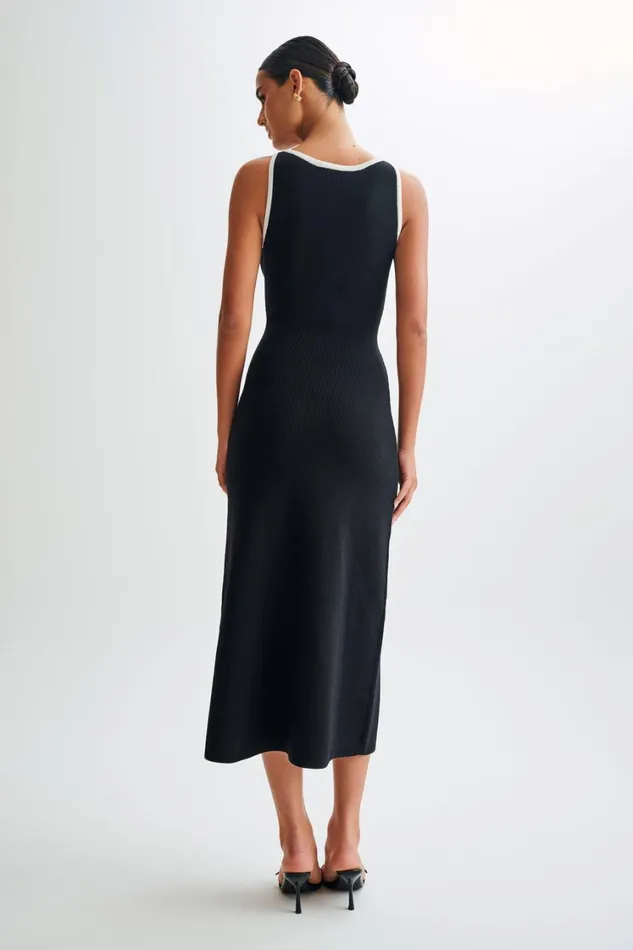 Women Meshki Dresses Sawyer Sleeveless Buttoned Maxi Dress 8211 BlackWhite