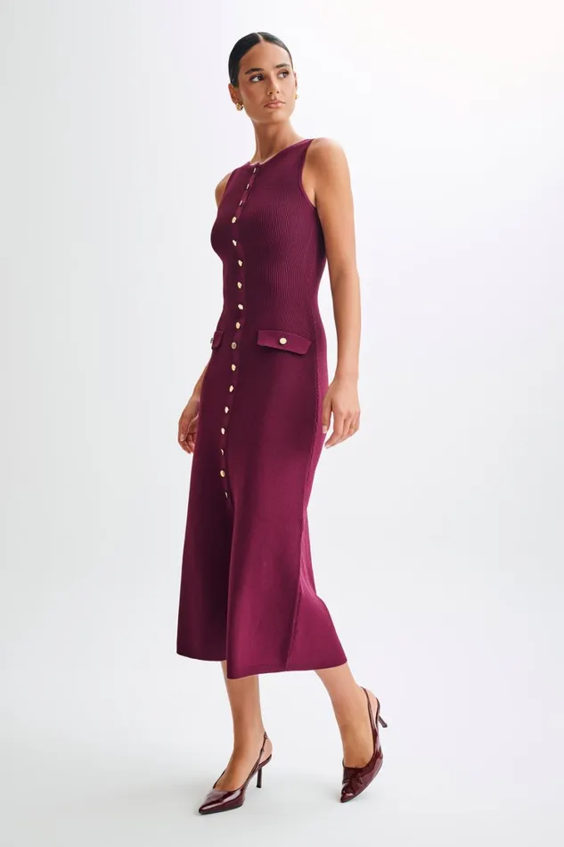 Women Meshki Dresses Sawyer Sleeveless Buttoned Maxi Dress 8211 Plum