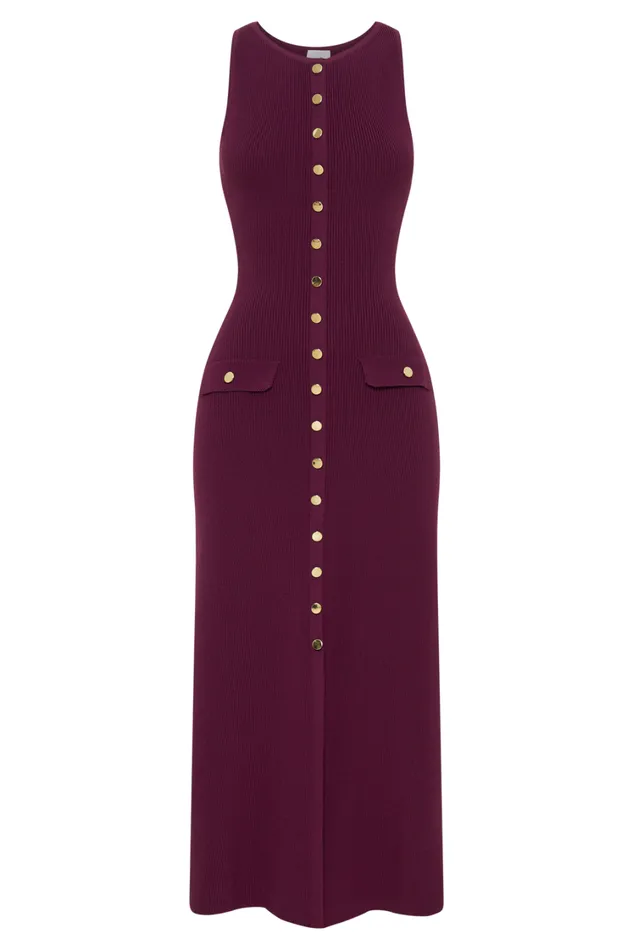 Women Meshki Dresses Sawyer Sleeveless Buttoned Maxi Dress 8211 Plum