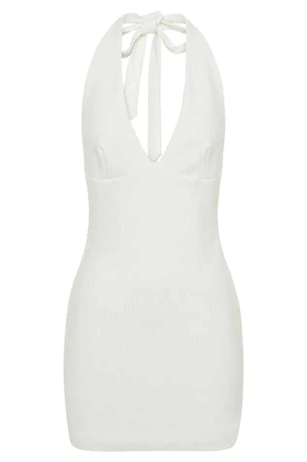 Women Meshki Dresses Seina Diamante Halter Mini Dress 8211 White