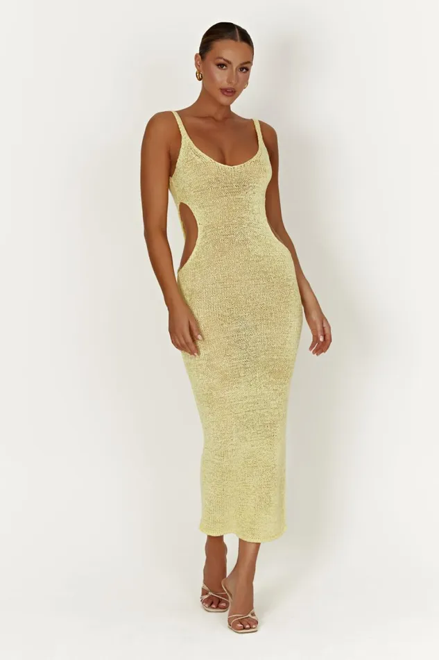 Women Meshki Dresses Shae Scoop Neck Knit Midi Dress 8211 Lemon Women Meshki Dresses Shae Scoop Neck Knit Midi Dress 8211 Lemon