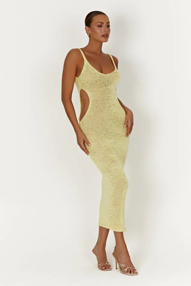 Women Meshki Dresses Shae Scoop Neck Knit Midi Dress 8211 Lemon Women Meshki Dresses Shae Scoop Neck Knit Midi Dress 8211 Lemon