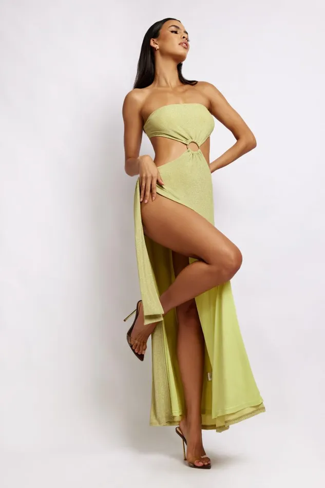Women Meshki Dresses Sierra Strapless Shimmer Dress 8211 Green Shimmer