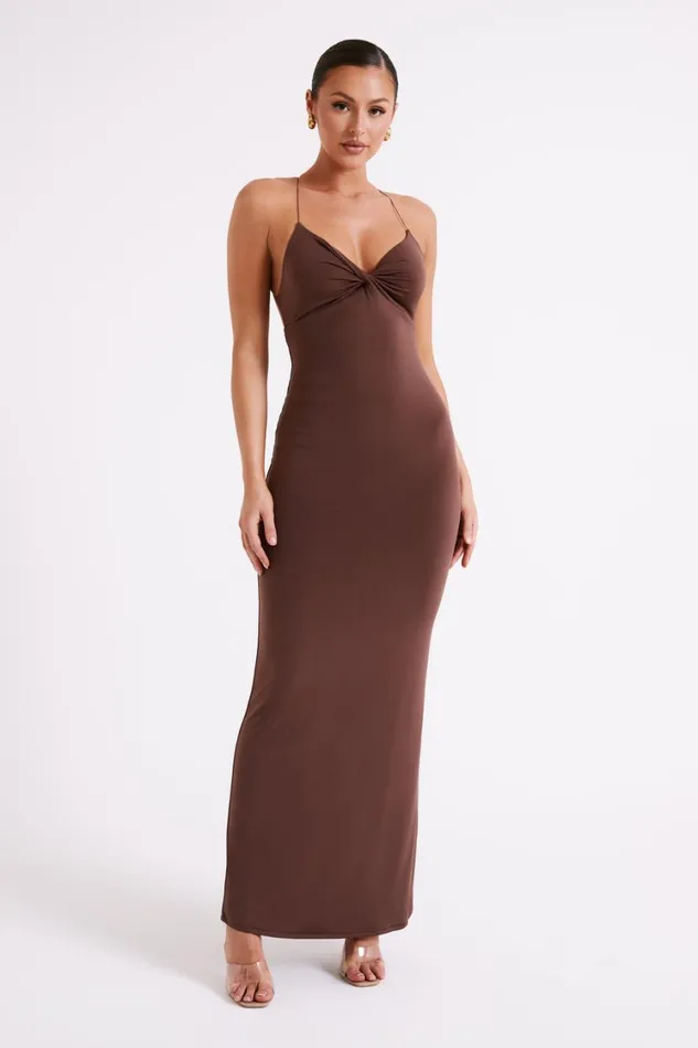 Women Meshki Dresses Sinead Twist Maxi Dress 8211 Mocha