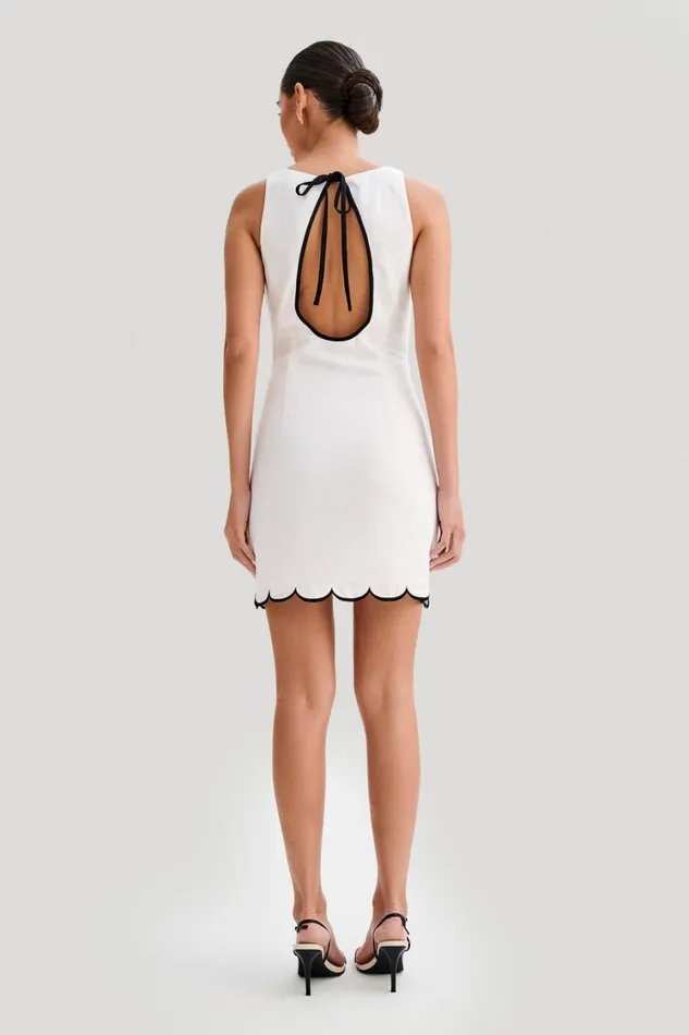 Women Meshki Dresses Sofiane Scalloped Linen Mini Dress 8211 Ivory