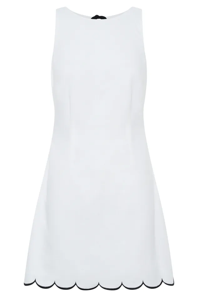 Women Meshki Dresses Sofiane Scalloped Linen Mini Dress 8211 Ivory