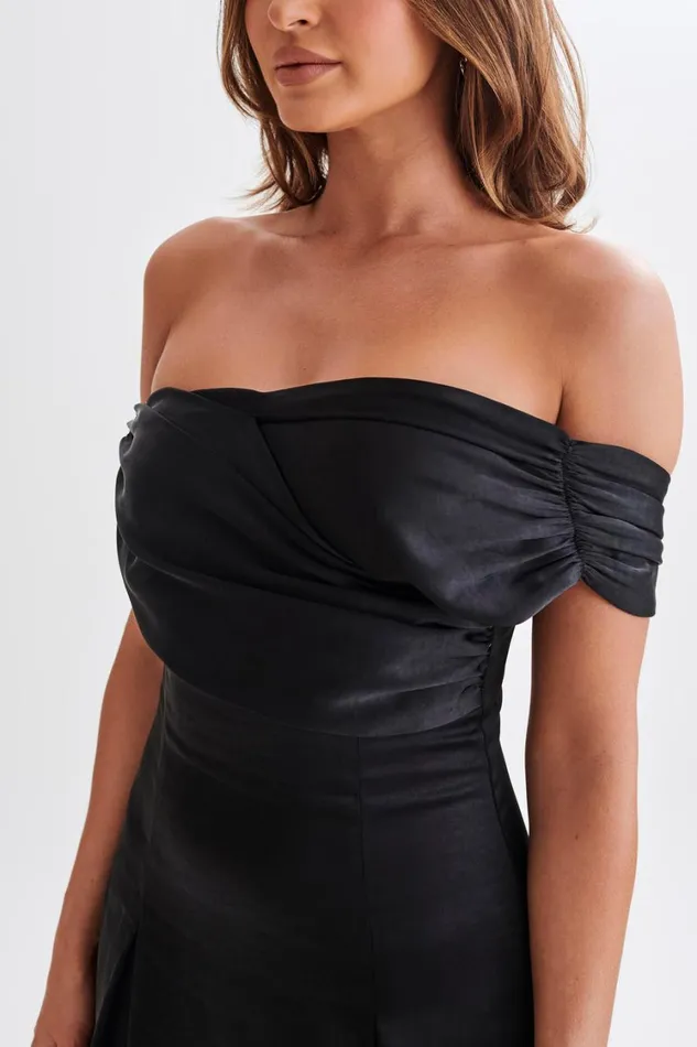 Women Meshki Dresses Sofie Off Shoulder Midi Dress 8211 Black