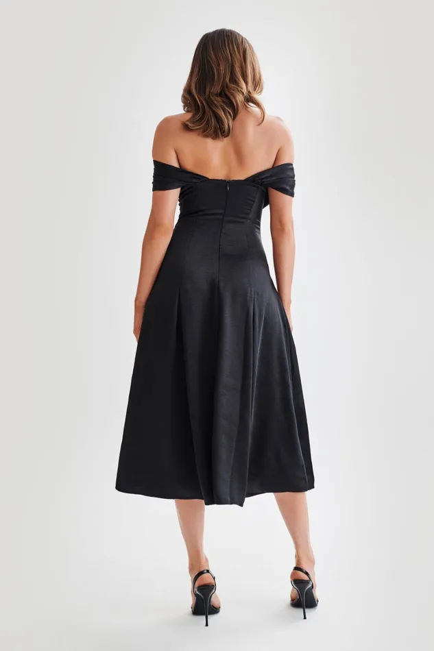 Women Meshki Dresses Sofie Off Shoulder Midi Dress 8211 Black