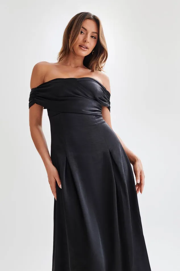 Women Meshki Dresses Sofie Off Shoulder Midi Dress 8211 Black