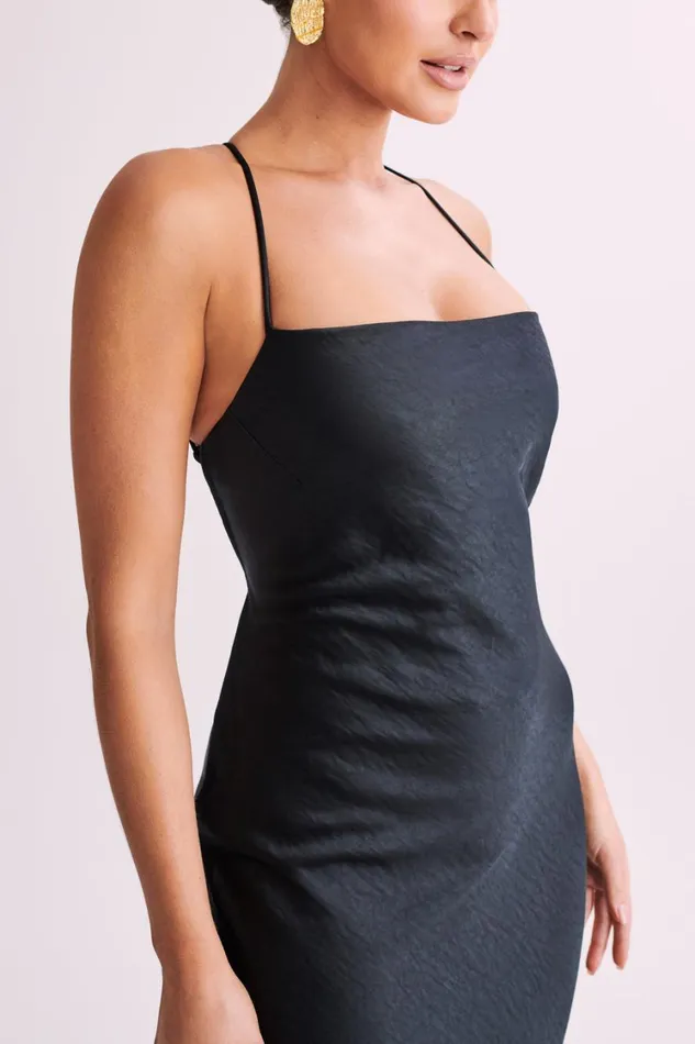Women Meshki Dresses Sydney Straight Neck Slip Maxi Dress 8211 Black