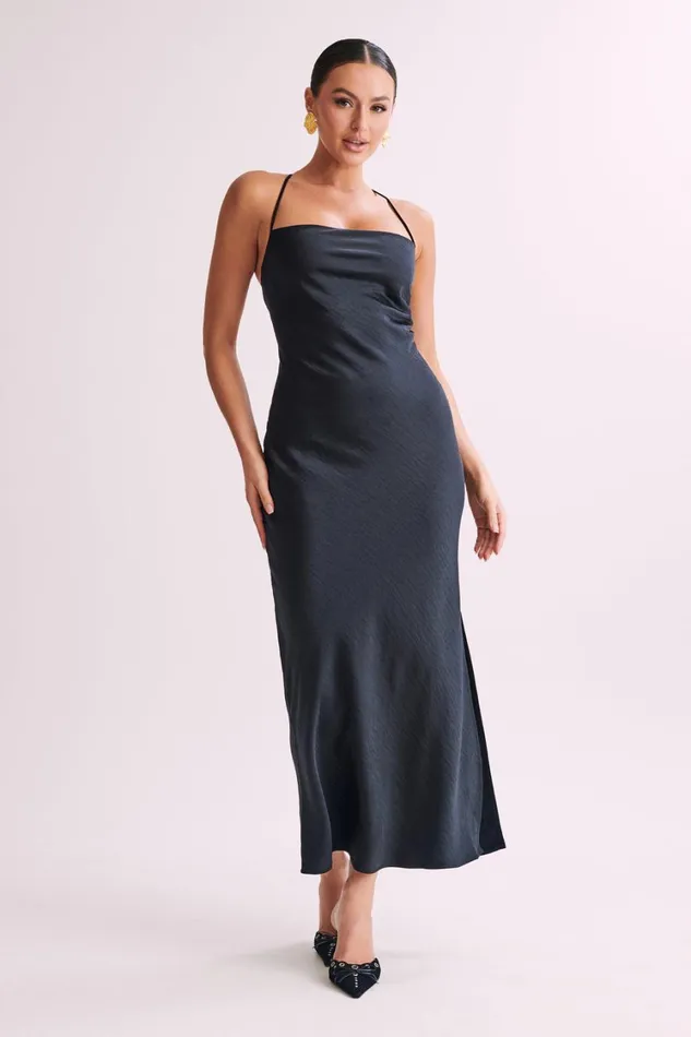 Women Meshki Dresses Sydney Straight Neck Slip Maxi Dress 8211 Black