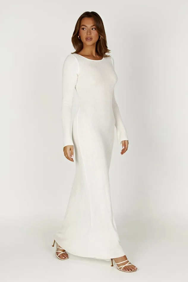 Women Meshki Dresses Talia Maxi Open Back Knit Dress 8211 Ivory