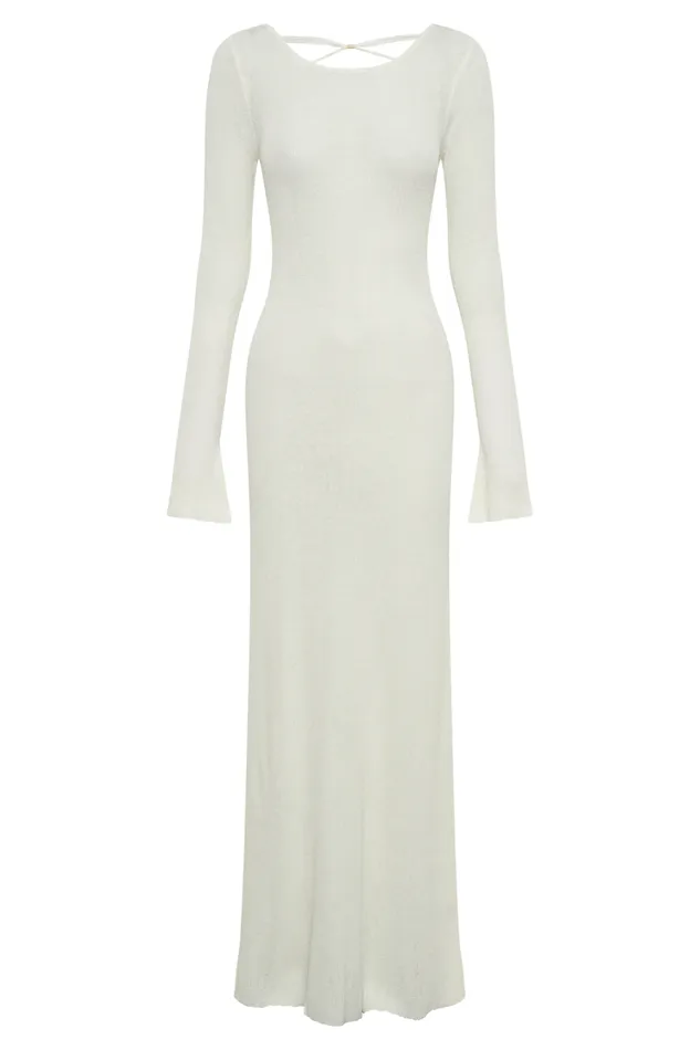 Women Meshki Dresses Talia Maxi Open Back Knit Dress 8211 Ivory