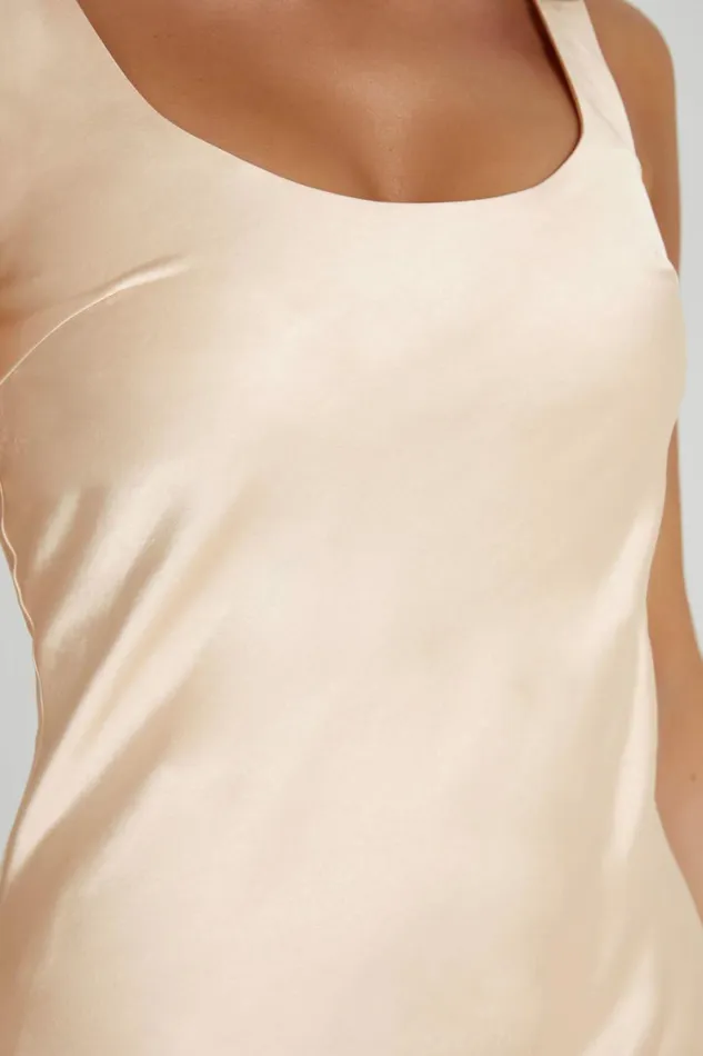 Women Meshki Dresses Tamara Satin Iridescent Slip Midi Dress 8211 Apricot