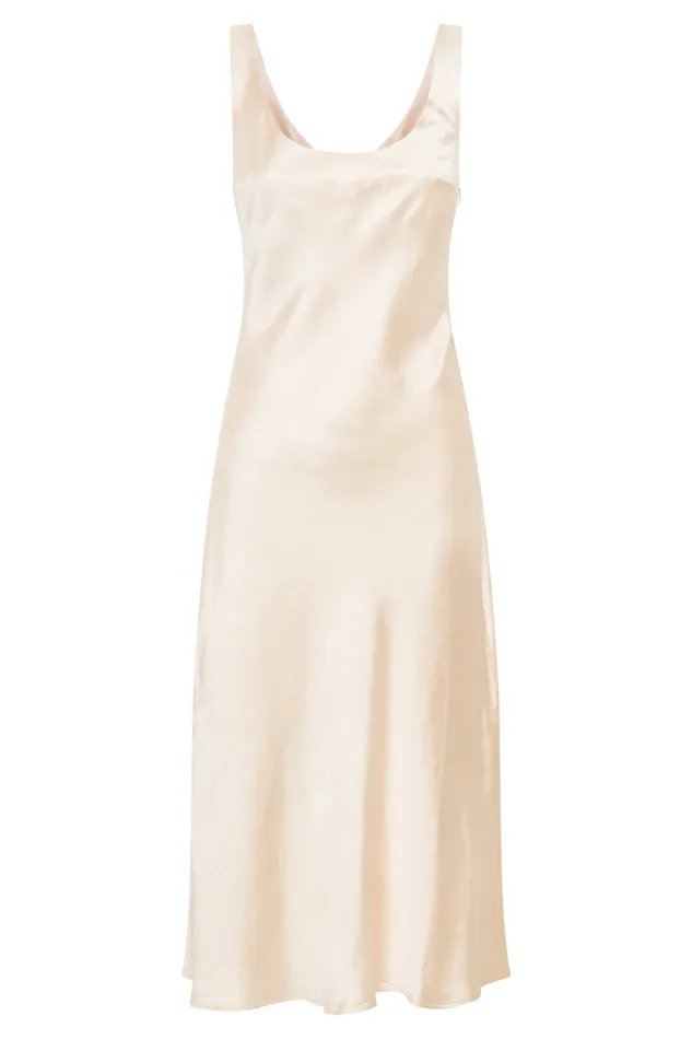 Women Meshki Dresses Tamara Satin Iridescent Slip Midi Dress 8211 Apricot