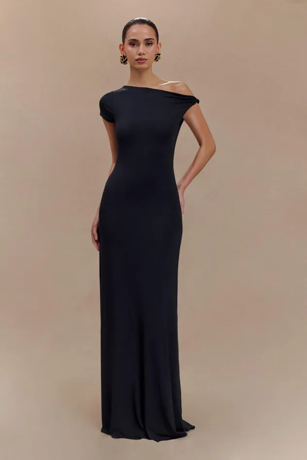 Women Meshki Dresses Tamsin Short Sleeve Modal Maxi Dress 8211 Black