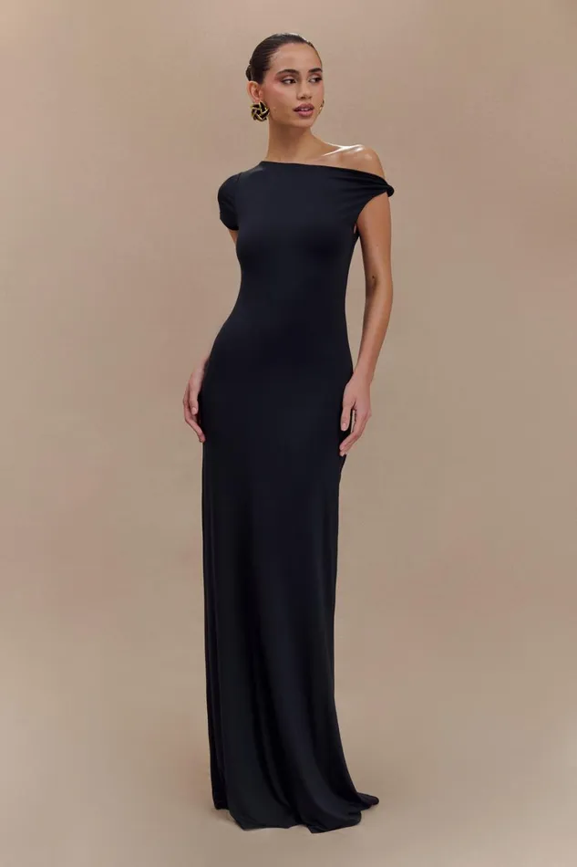 Women Meshki Dresses Tamsin Short Sleeve Modal Maxi Dress 8211 Black