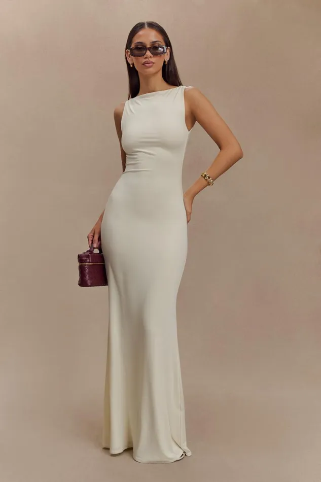 Women Meshki Dresses Tarna Sleeveless Slinky Maxi Dress 8211 Bone