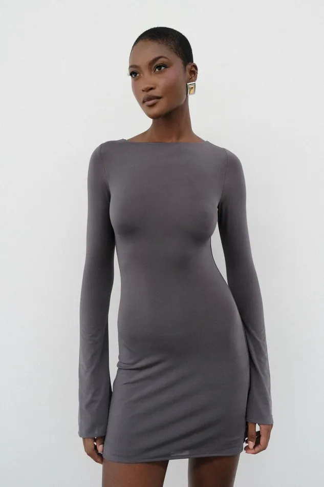 Women Meshki Dresses Tarna Slinky ALine Mini Dress 8211 Charcoal