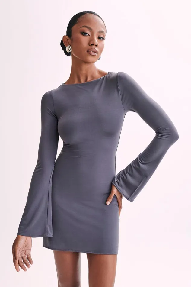 Women Meshki Dresses Tarna Slinky ALine Mini Dress 8211 Charcoal