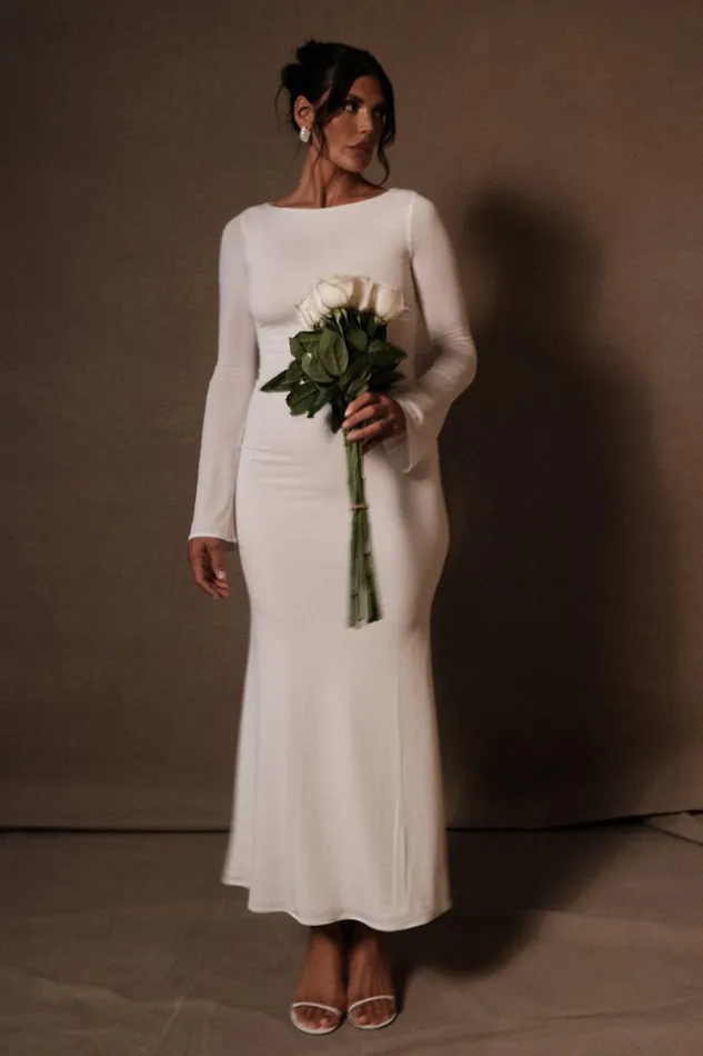 Women Meshki Dresses Tarna Slinky Fishtail Maxi Dress 8211 Ivory