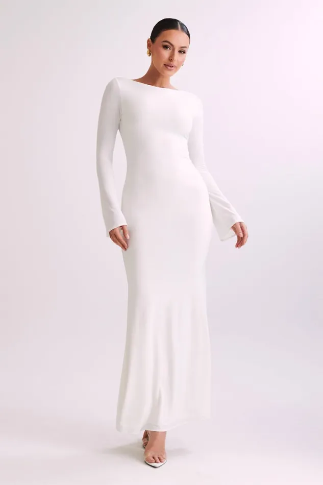 Women Meshki Dresses Tarna Slinky Fishtail Maxi Dress 8211 Ivory