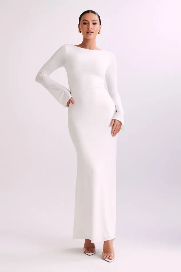 Women Meshki Dresses Tarna Slinky Fishtail Maxi Dress 8211 Ivory