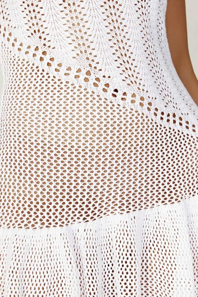 Women Meshki Dresses Tash Mixed Yarn Halter Mini Dress 8211 White
