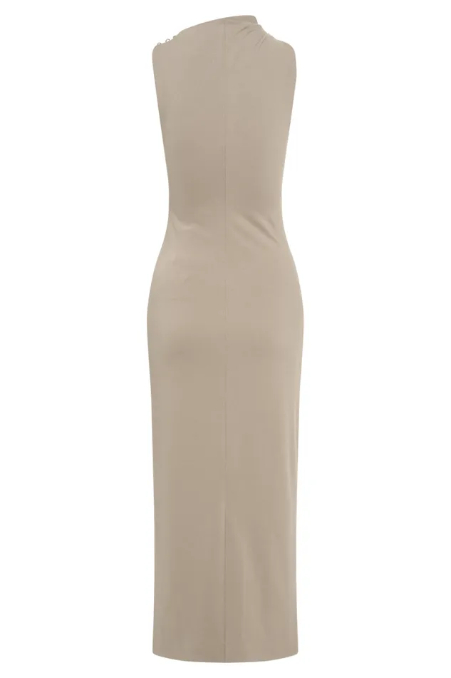 Women Meshki Dresses Taylor Draped Stretch Crepe Midi Dress 8211 Mushroom