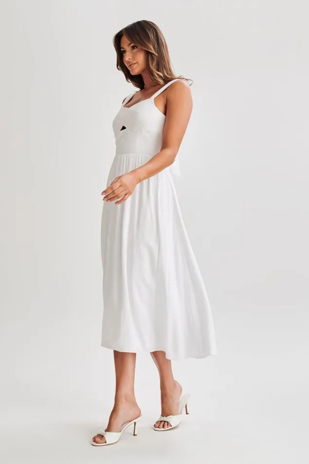 Women Meshki Dresses Thandi Midi Dress With Back Tie 8211 White