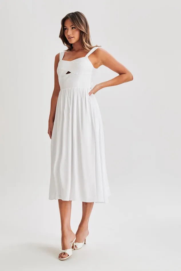 Women Meshki Dresses Thandi Midi Dress With Back Tie 8211 White