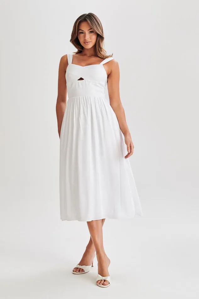 Women Meshki Dresses Thandi Midi Dress With Back Tie 8211 White