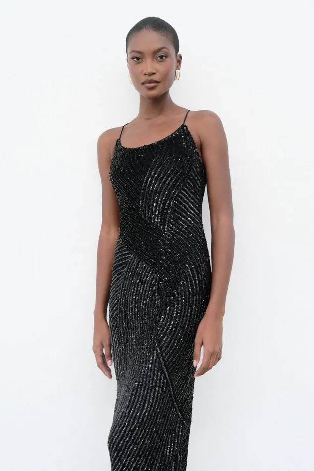 Women Meshki Dresses Tierra Sequin Maxi Dress 8211 Black