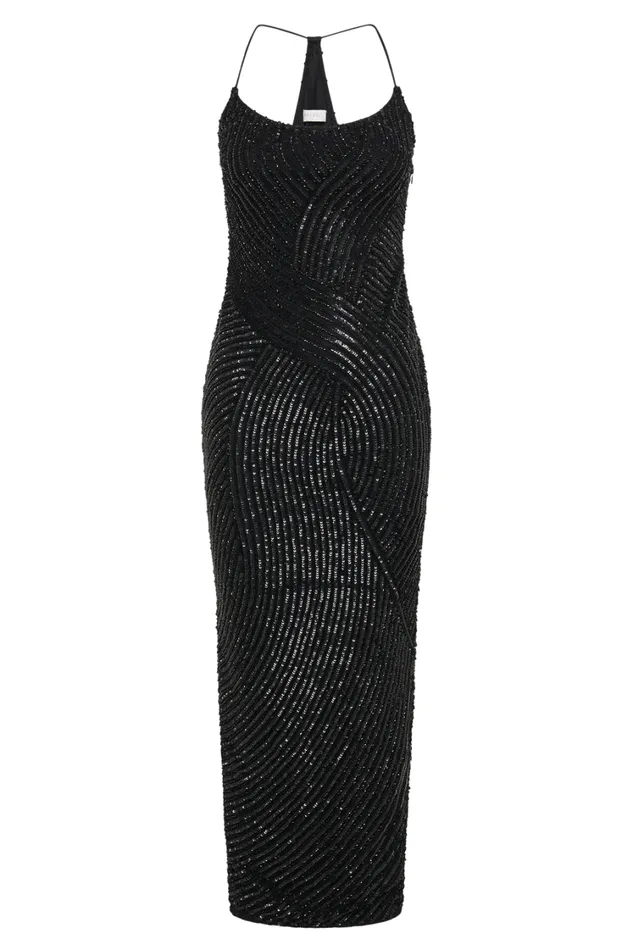 Women Meshki Dresses Tierra Sequin Maxi Dress 8211 Black